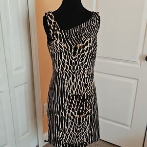 Vince Camuto Black and Tan Sheath Dress Size 10